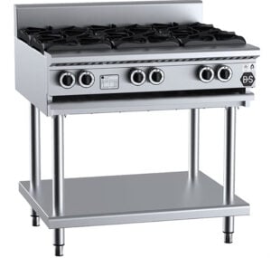 B&S Black BT-SB6-NG 6 Burner Natural Gas Boiling Top