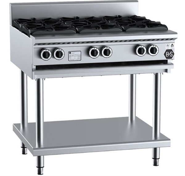 B&S Black BT-SB6-NG 6 Burner Natural Gas Boiling Top