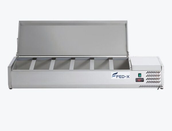 FED XVRX1500/380S 6 x 1/3 GN Flat Stainless Steel Salad Bench