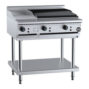 B&S BT-GRP3-CBR6 Gas Combination 300mm Grill Plate and 600mm Char Broiler (NAT Gas)
