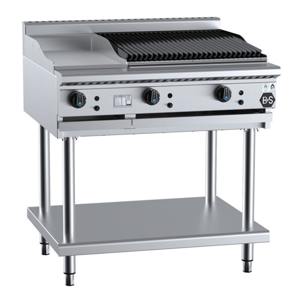 B&S BT-GRP3-CBR6 Gas Combination 300mm Grill Plate and 600mm Char Broiler (NAT Gas)