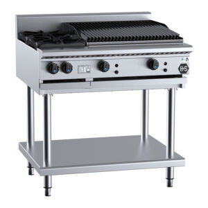 Gas Cooktop on Leg Stand - 2x Open Burners and 600mm Chargrill