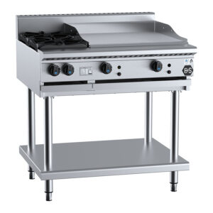 B&S BT-SB2-GRP6 Gas Combination 2 Open Burner with 600mm Grill Plate (LPG Gas)