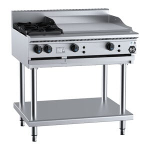 B&S BT-SB2-GRP6 Gas Combination 2 Open Burner with 600mm Grill Plate (NAT Gas)