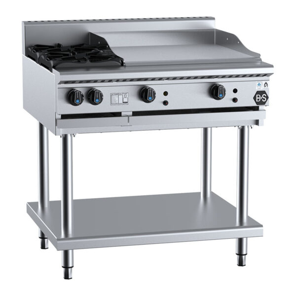 B&S BT-SB2-GRP6 Gas Combination 2 Open Burner with 600mm Grill Plate (NAT Gas)