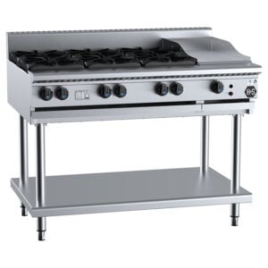 B&S BT-SB6-GRP3 Gas Combination 6 Open Burner with 300mm Grill Plate (NAT Gas)