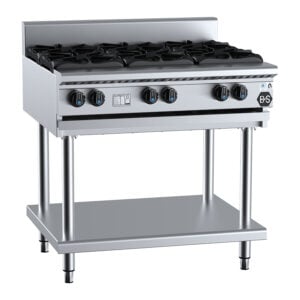 B&S BT-SB6 6 Burner Gas Boiling Top on Leg Stand (LPG Gas)