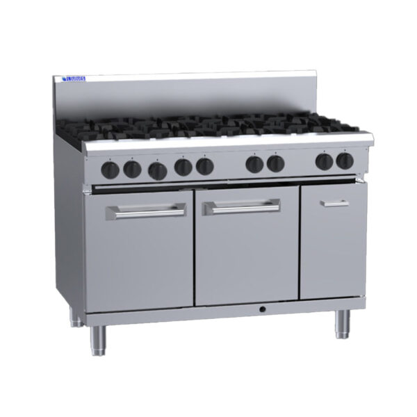 Luus RS-6B3P 1200mm Gas Range 2 Burner with Griddle on Static Oven (Nat Gas)