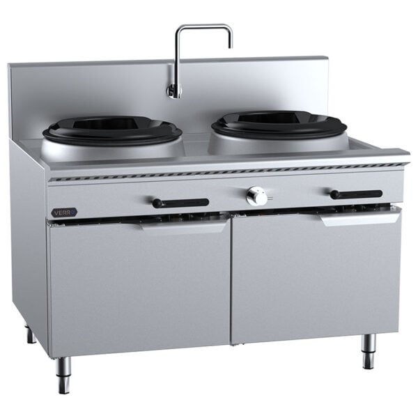 Verro VUFWWD-2-DD Deluxe Series 2 Hole Gas Waterless Wok Table with Duckbill Burners (NAT Gas)
