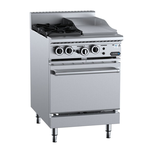 Verro VOV-SB2-GRP3 600mm Gas Combination Burner and Griddle on Static Oven (LPG Gas)