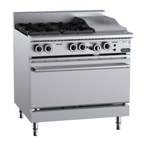Verro VOV-SB4-GRP3 900mm Gas Range with Combination 4 Burner and 300mm Griddle on Static Oven. (NAT Gas)