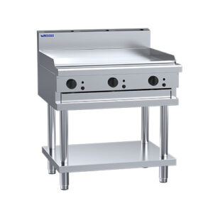Luus CS-9P 900mm Griddle on Leg Stand and Undershelf. (NAT Gas)