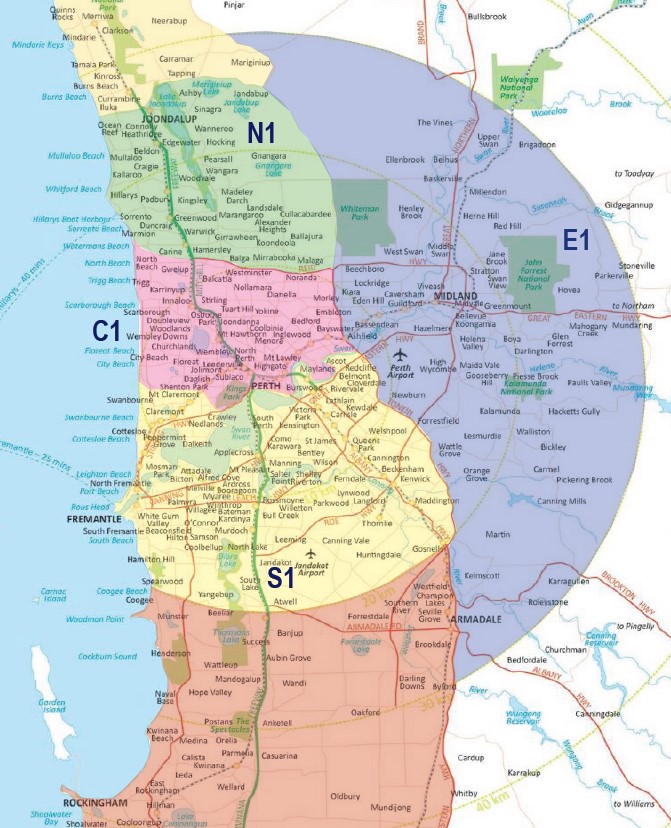 Caterlink Commercial Kitchen Equipment EOFY Sale - 25-27th of May Perth Metro Area Delivery Map