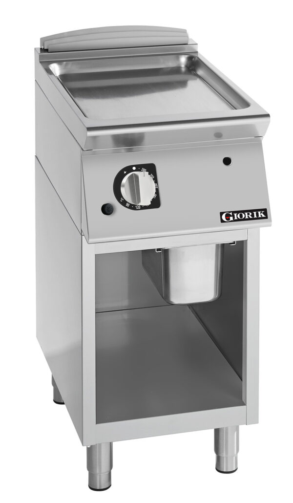 Giorik FLG72GCRXT 400mm Gas Smooth Satin Chrome Plate Frytop/Griddle on Open Base (LPG Gas)
