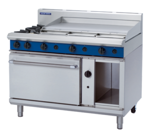 Blue Seal Black Series G508A 1200mm Gas Combination 2 Burner Cooktop with 900mm Griddle on 2/1 GN Oven. (NAT Gas)
