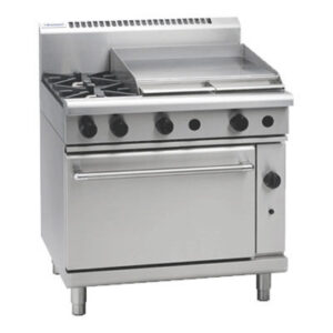 Waldorf RN8616G 900mm Gas 2 Burner Cooktop with 600mm Griddle on Static Oven. (LPG Gas)