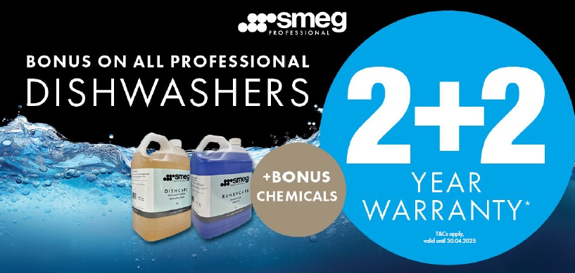 Smeg Professional 2+2 Guarantee on Dishwashers! smeg dishwasher promo jan 2025