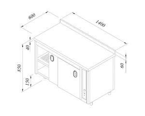 Ozti OZH-HC-1400 Undercounter Double Skinned Hot Cupboard(10A)