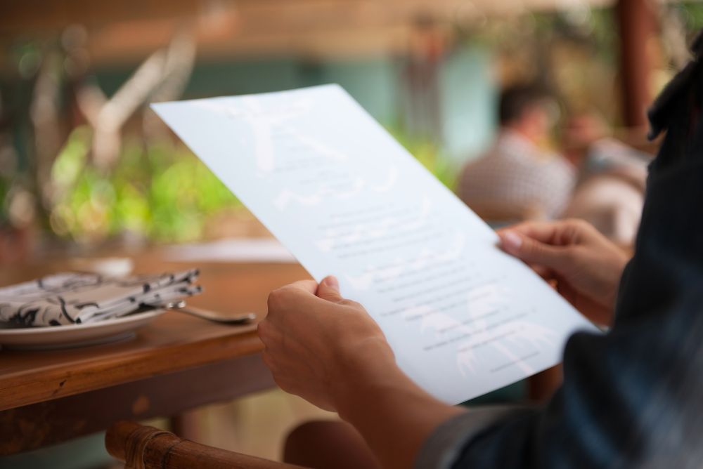 commercial kitchen menu