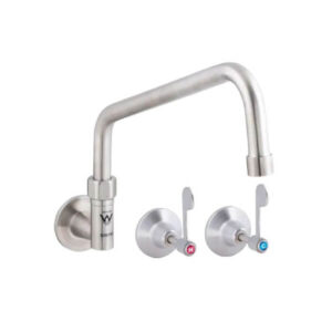 3 Monkeez T-3MCW12 Stainless Steel Wall Elbow and Lever Handle Wall Top Assemblies with 12 Inch Standard Swivel Spout.