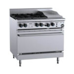B&S OV-SB4-GRP3 4 Open Burner and 300mm Grill Plate Combination Oven (NAT Gas)