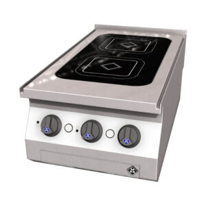 MKN 1223101 2 Zone Countertop Electric Surface Induction Cooktop with Ceramic Hob