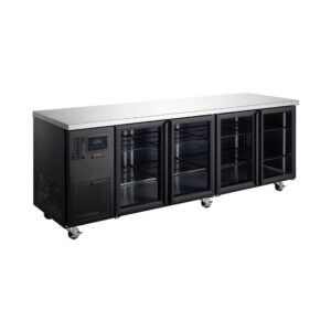 Williams HTU4GBHC Topaz Series Four Glass Door, 500Lt Self-Contained Undercounter Fridge. Finished in Black.