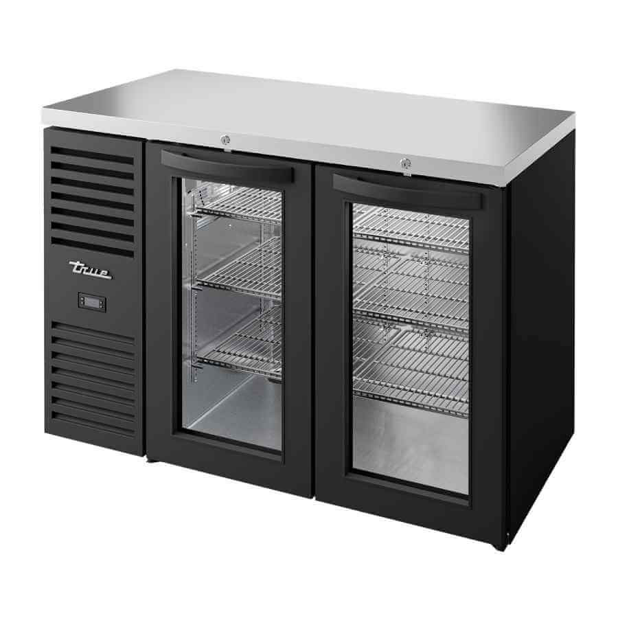 True Refrigeration TBR48-RISZ1-L-B-GG-2 440Lt Two Glass Swing Doors Bar Fridge in Black True Refrigeration TBR48-RISZ1-L-B-GG-2 440Lt Two Glass Swing Doors Bar Fridge in Black