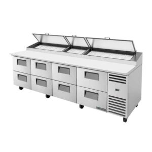True Refrigeration TPP-AT-119D-8-HC 1124Lt 15 x 1/3 Top Pans, 8 Drawers Pizza Prep Table