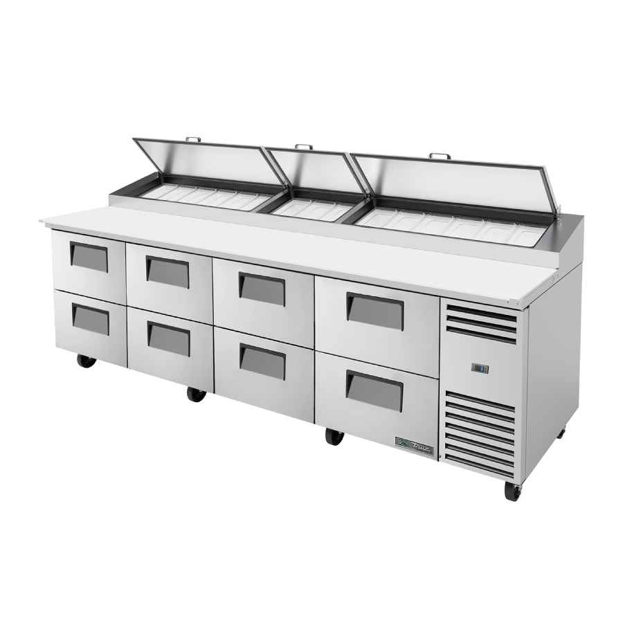 True Refrigeration TPP-AT-119D-8-HC 1124Lt 15 x 1/3 Top Pans, 8 Drawers Pizza Prep Table True Refrigeration TPP-AT-119D-8-HC 1124Lt 15 x 1/3 Top Pans, 8 Drawers Pizza Prep Table