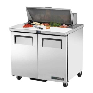 True Refrigeration TSSU-36-08-HC 240Lt 8 x 1/6 Top Pans, Two Solid Swing Doors Prep Table