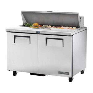 True Refrigeration TSSU-48-12-HC Two Solid Door, 12 x 1/6 GN Sandwich/Salad Prep Table Fridge
