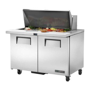True Refrigeration TSSU-48-18M-B-HC Two Solid Door, 18 x 1/6GN Sandwich/Salad Prep Table Fridge