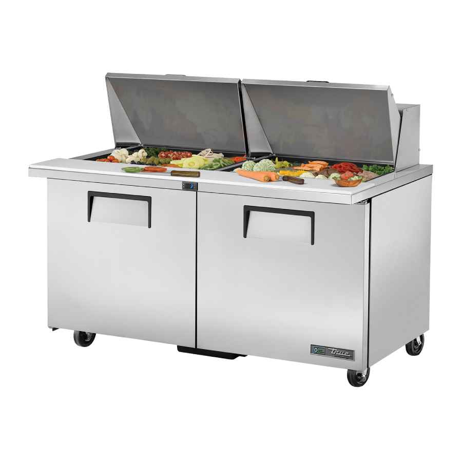 True Refrigeration TSSU-60-24M-B-ST-HC Two Solid Door, 24 x 1/6GN Sandwich/Salad Prep Table Fridge True Refrigeration TSSU-60-24M-B-ST-HC Two Solid Door, 24 x 1/6GN Sandwich/Salad Prep Table Fridge