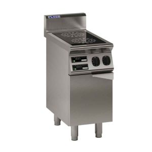 Luus EC7-2B Two Zone Induction Cooktop on Cabinet Base with Doors.