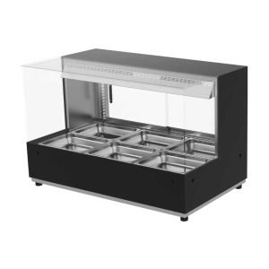 Woodson WH.HFSQB23 3 Module Square Glass Hot Food Display in Black