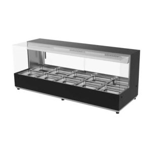 Woodson WH.HFSQB25 5 Module Square Glass Hot Food Display in Black