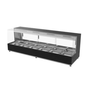 Woodson WH.HFSQB26 6 Module Square Glass Hot Food Display in Black