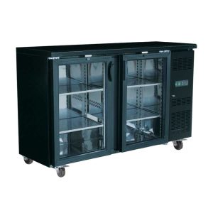 Exquisite UBC380 Two Swing Door Backbar Display Fridge in Black